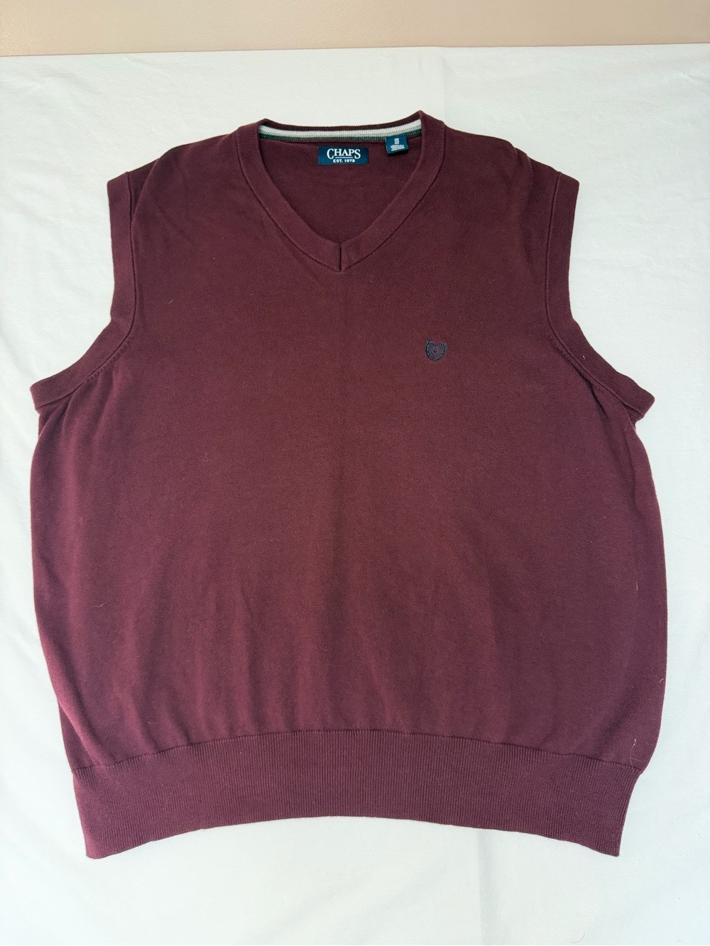 Chaps Burgundy V Neck Sweater Vest Size 2XB
